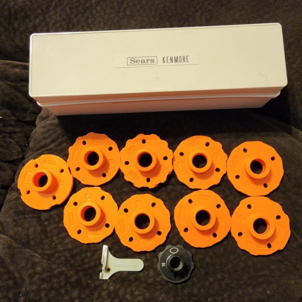 Vintage Sears Kenmore Top Hat Pattern Cams Discs orange Set 9 for sewing machine